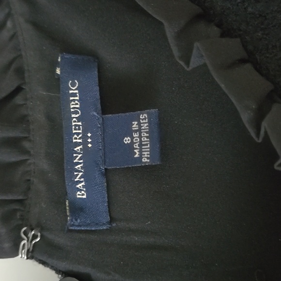 Banana Republic Wool Blend Black Sleeveless Lined Dress Ruffled Accents 8 - Picture 7 of 10